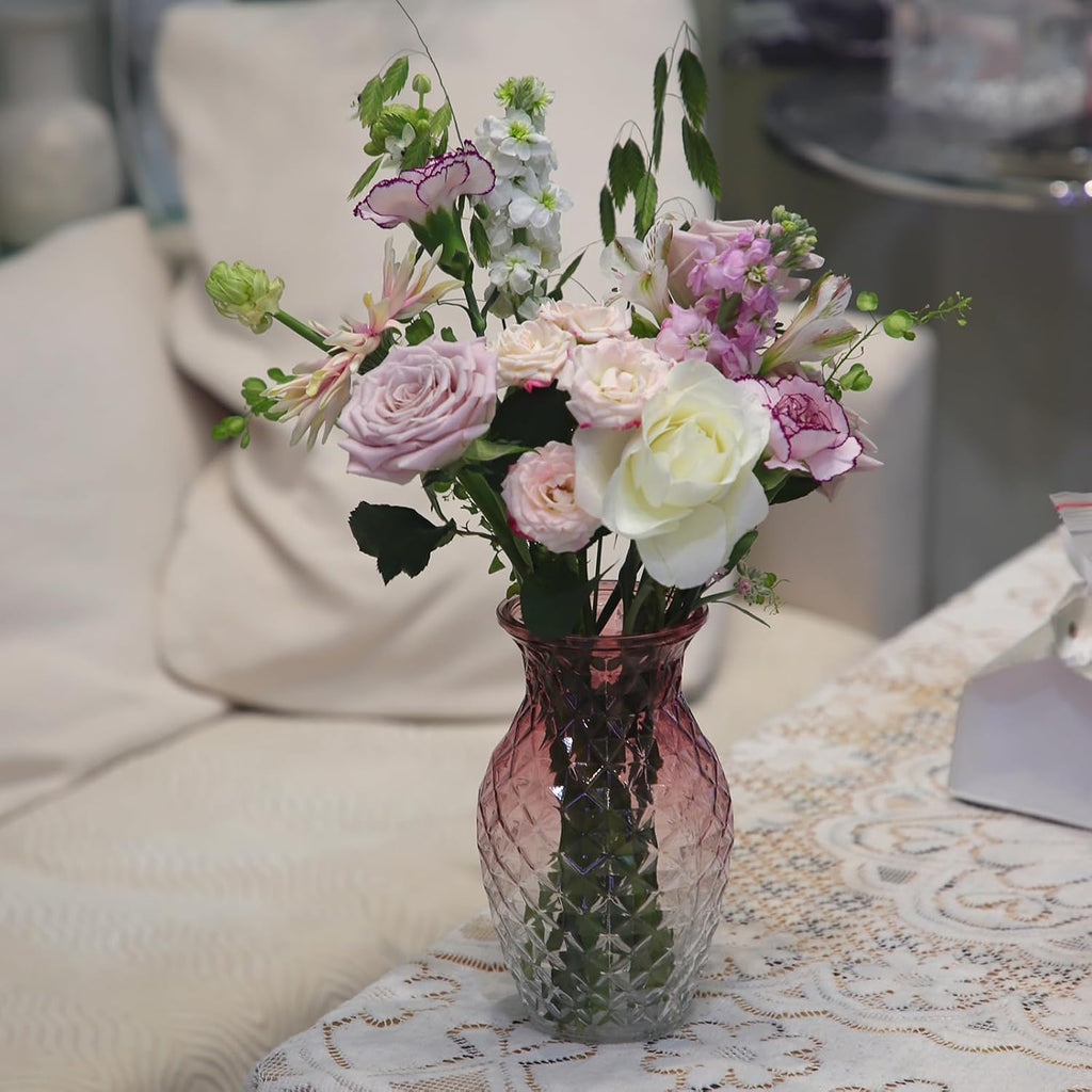 Vase for Flowers Small Glass Vases for Home Decor Table Centerpieces Living Room Bedroom Bookshelf Kitchen Modern Office Wedding Decoration Vintage Flower Vases Red White